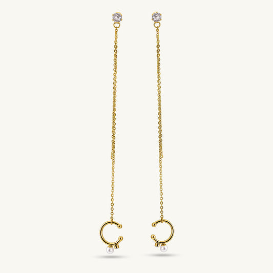 Diamond Stud & Cuff Chain Earrings