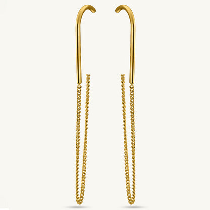 Gold Chain Drop Hook Earrings