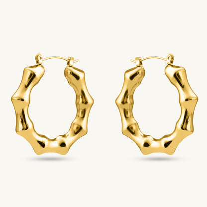 Gold Bamboo Hoop Earrings