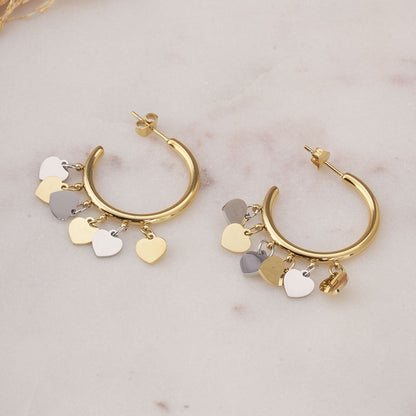 Heart Coin Hoop Earrings