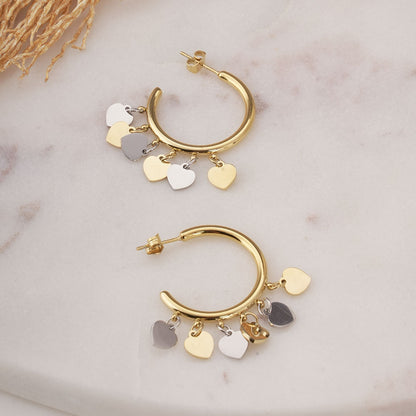 Heart Coin Hoop Earrings