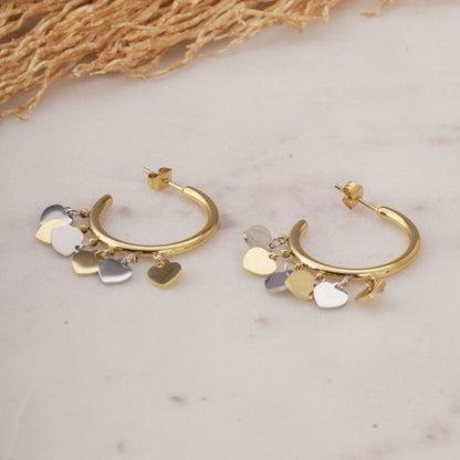 Heart Coin Hoop Earrings