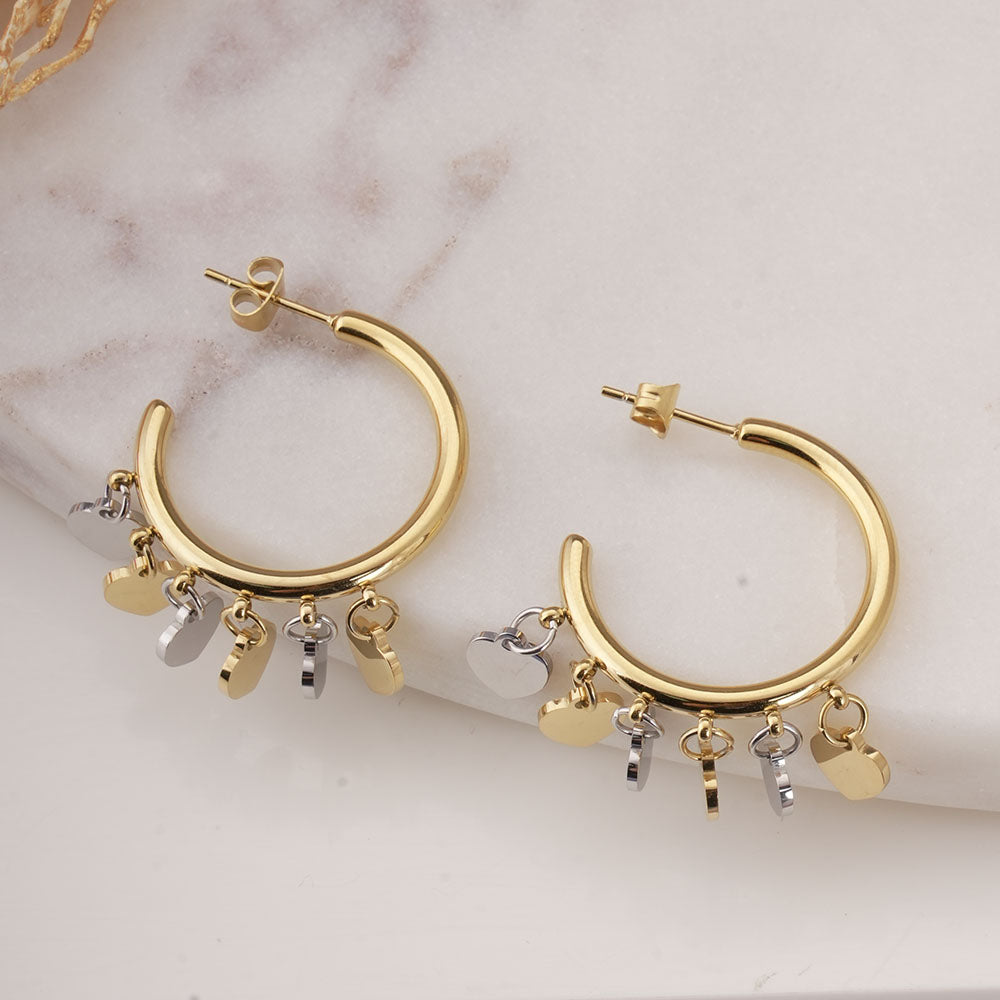 Heart Coin Hoop Earrings