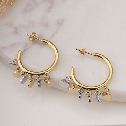 Heart Coin Hoop Earrings