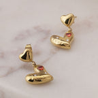 Dual Heart CZ Drop Earrings