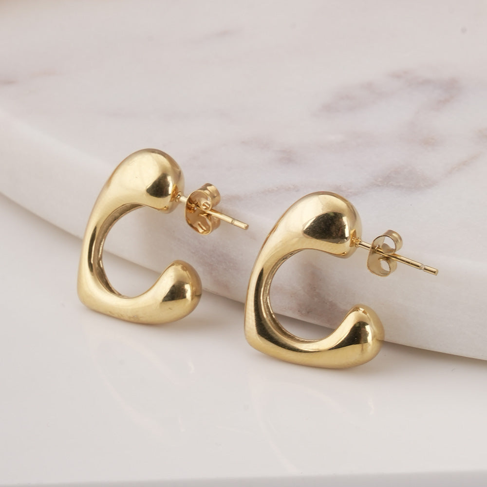 Open Heart Hoop Earrings