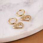 Dangling Heart Hoop Earrings
