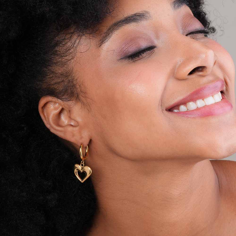 Dangling Heart Hoop Earrings