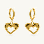 Dangling Heart Hoop Earrings