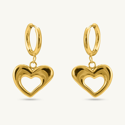 Dangling Heart Hoop Earrings
