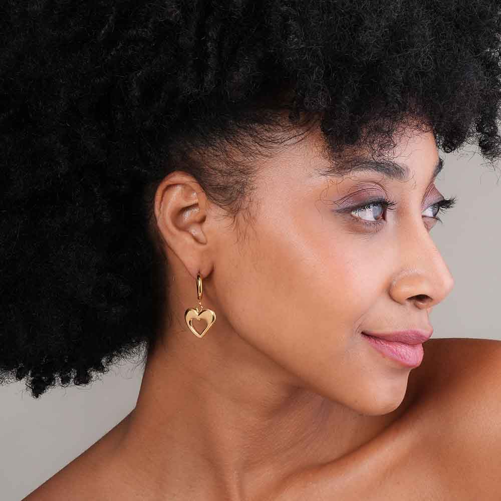 Dangling Heart Hoop Earrings