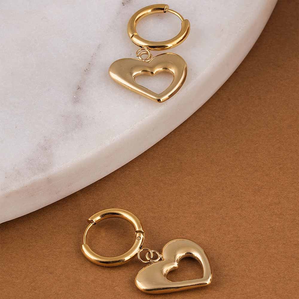 Dangling Heart Hoop Earrings