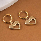 Dangling Heart Hoop Earrings