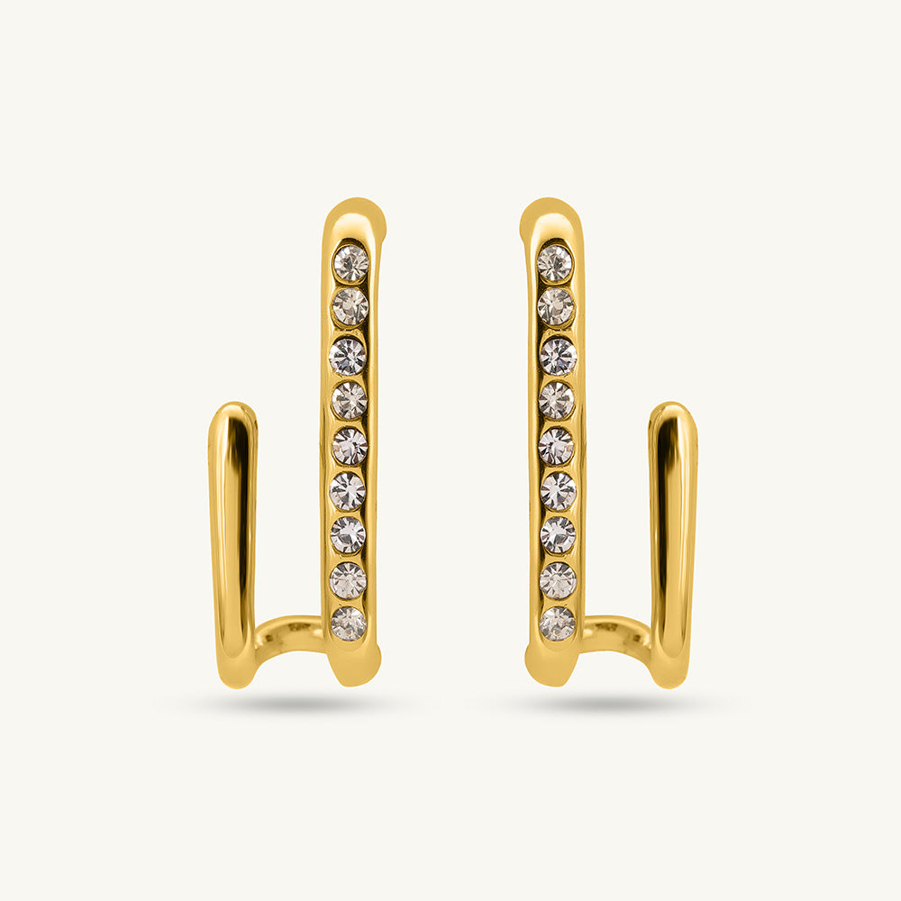Golden Arc Sparkle Earrings