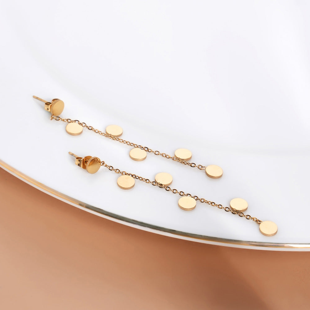 Minimalist Disc Dangle Earrings