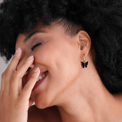 Midnight Butterfly Hoop Earrings
