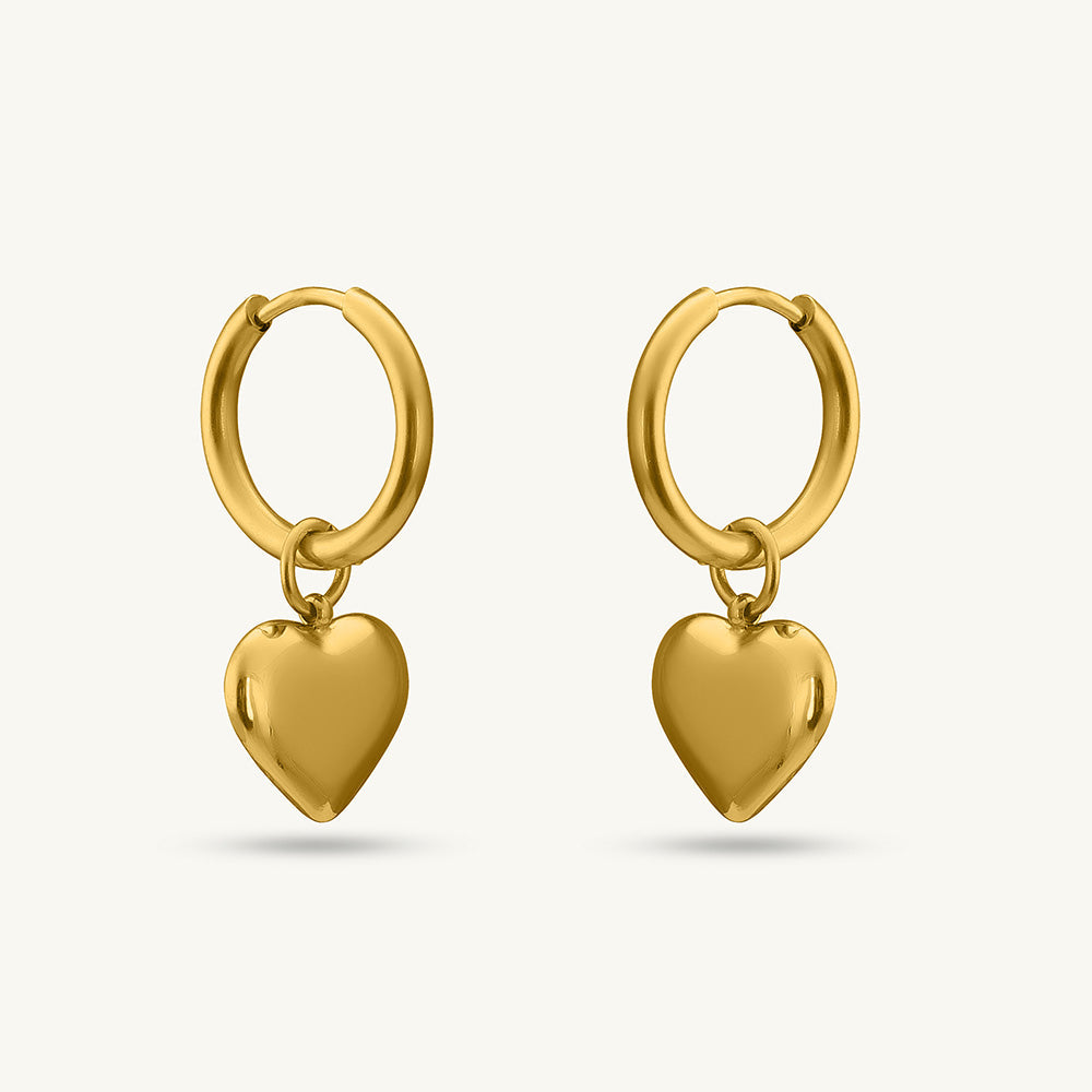 Classic Golden Heart Hoops