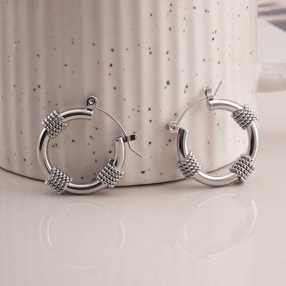 Lustre Links Silver Hoop Earrings
