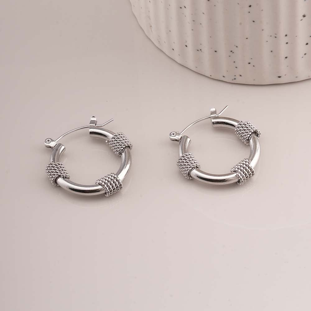 Lustre Links Silver Hoop Earrings