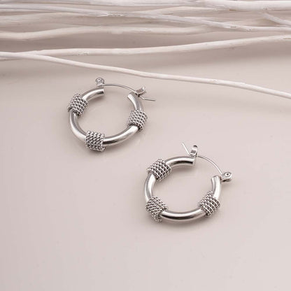 Lustre Links Silver Hoop Earrings