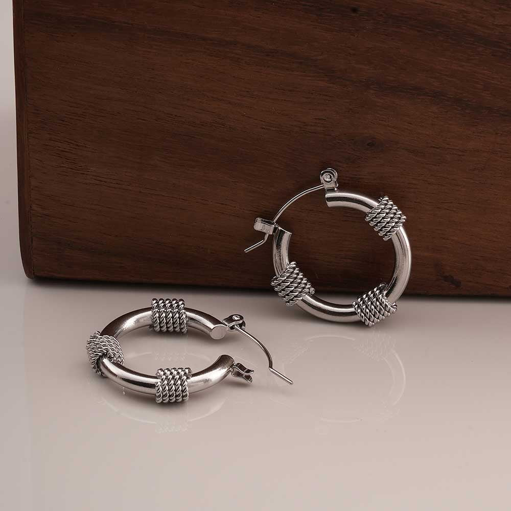 Lustre Links Silver Hoop Earrings