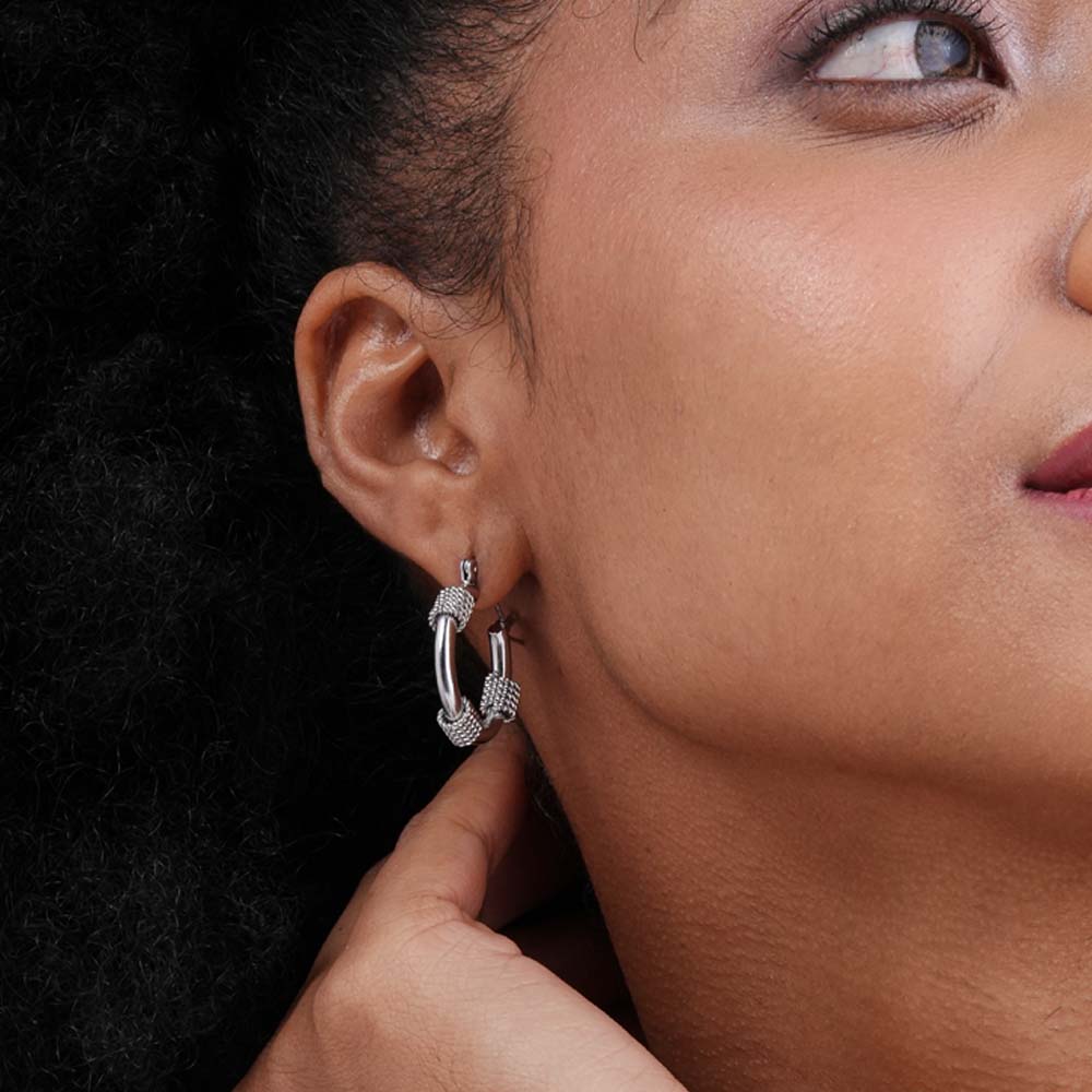 Lustre Links Silver Hoop Earrings