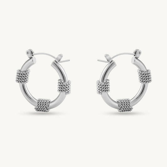 Lustre Links Silver Hoop Earrings