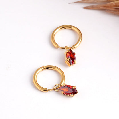 Classic Red Gold Hoop Earrings