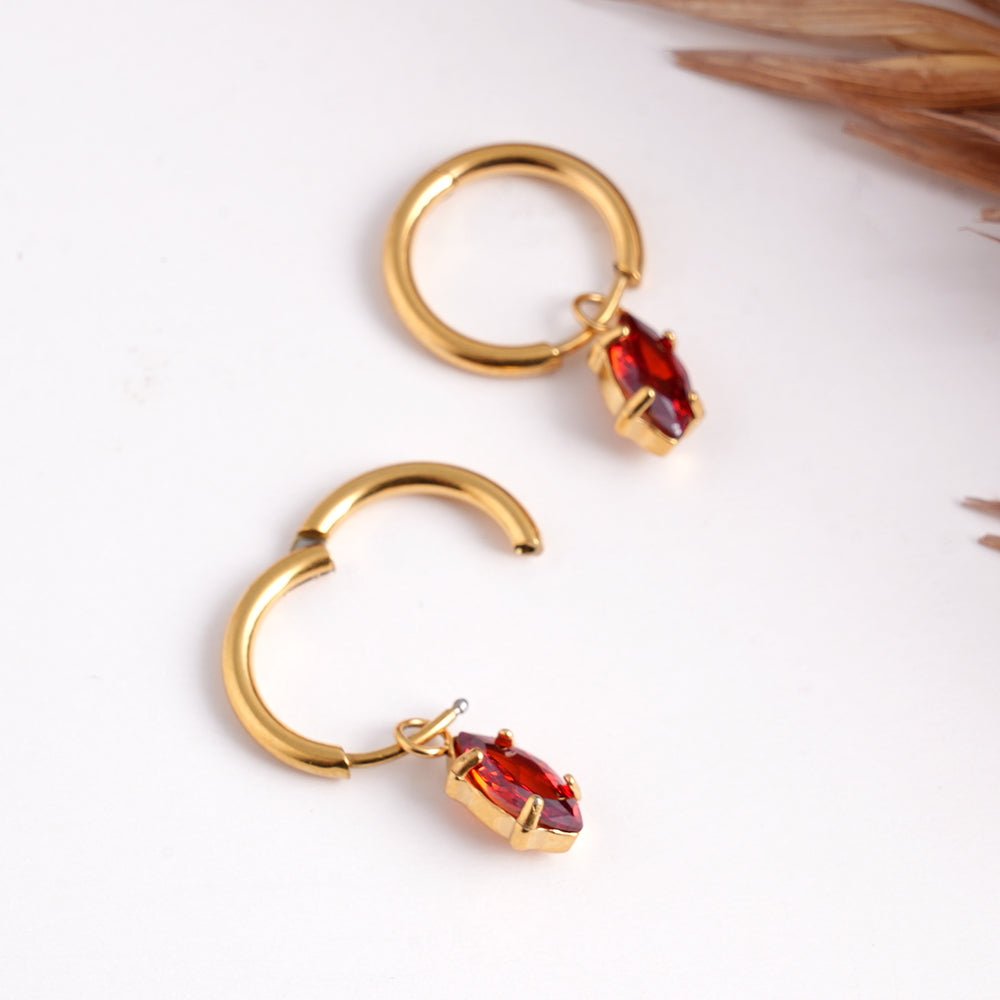 Classic Red Gold Hoop Earrings