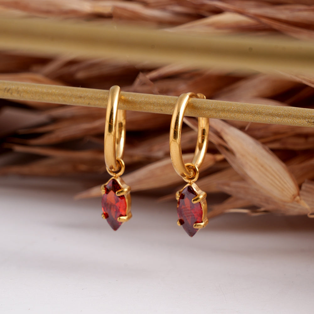 Classic Red Gold Hoop Earrings