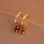 Classic Red Gold Hoop Earrings