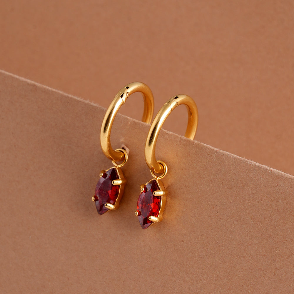 Classic Red Gold Hoop Earrings