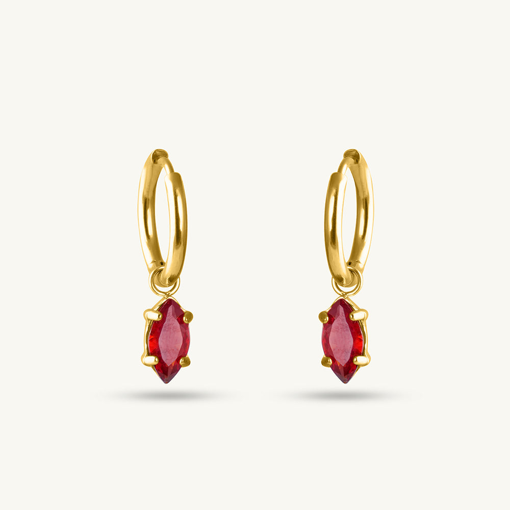 Classic Red Gold Hoop Earrings