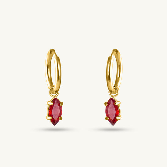 Classic Red Gold Hoop Earrings