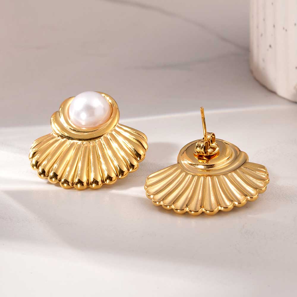 Oyster Pearl Stud Earrings