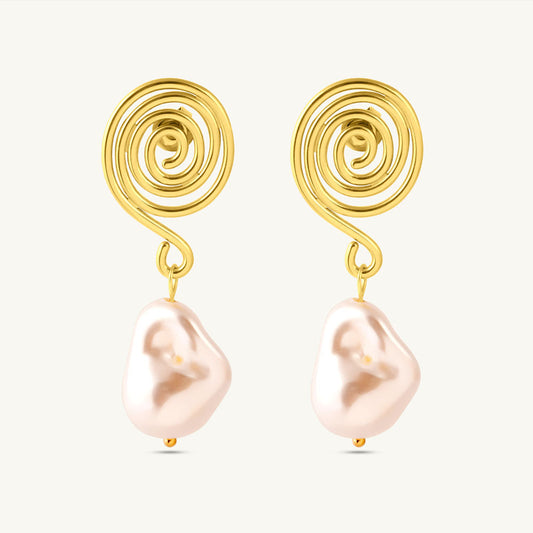 Swirl Pearl Drop Earrings