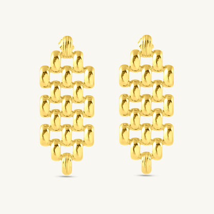 Hexagonal Grid Drop Earrings