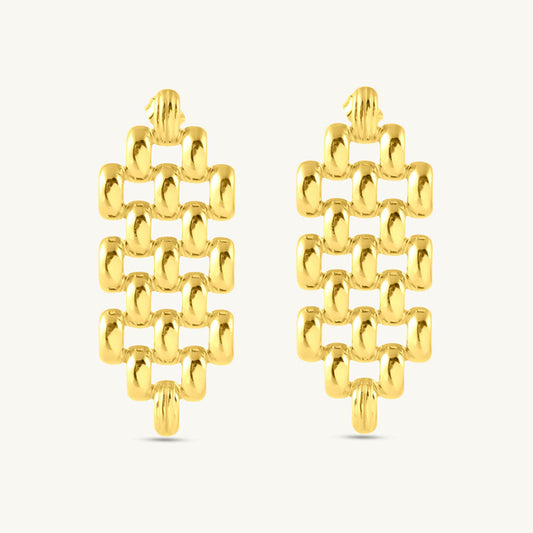 Hexagonal Grid Drop Earrings