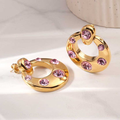 Luxe Pink Gem Drop Earrings