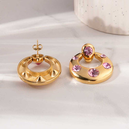 Luxe Pink Gem Drop Earrings