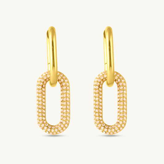 Interlock CZ Stone Dangle Earrings