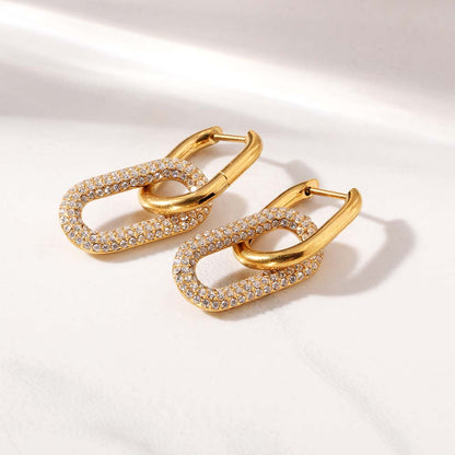 Interlock CZ Stone Dangle Earrings