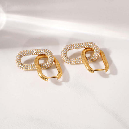 Interlock CZ Stone Dangle Earrings