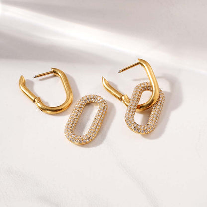 Interlock CZ Stone Dangle Earrings
