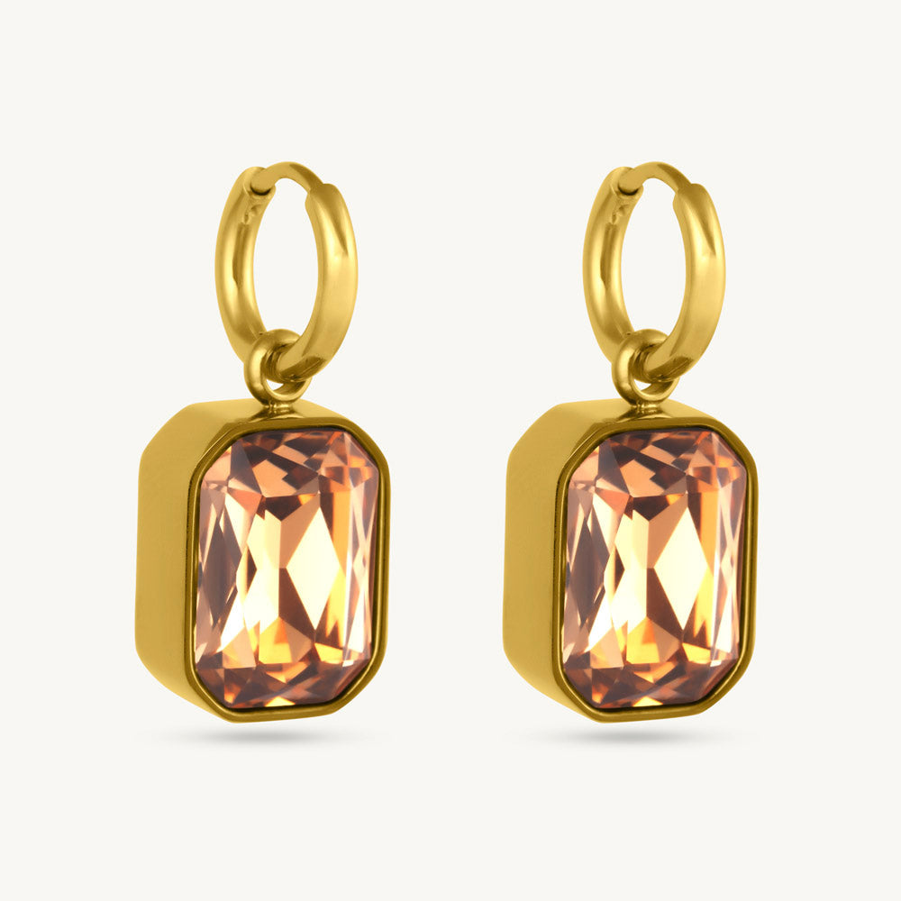 Cuboid CZ Stone Drop Earrings
