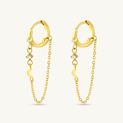 Hoop & Dangling Chain Earrings