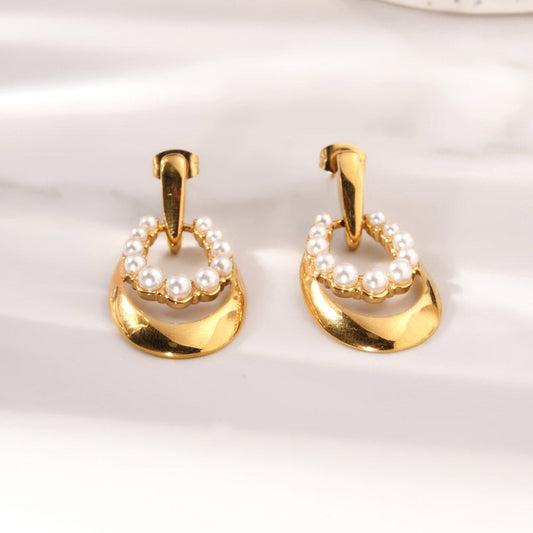 Twin Oval Pearl Drop Earrings