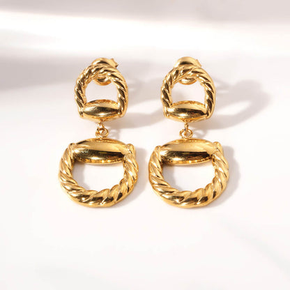 Textured D Drop Earrings