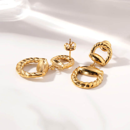 Textured D Drop Earrings