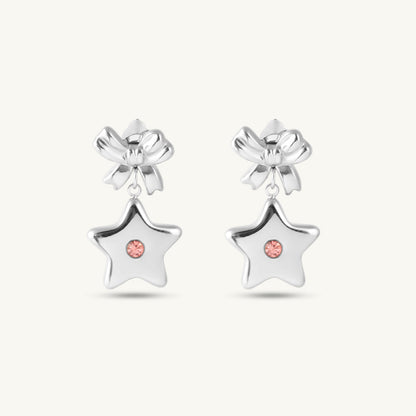 Solid Bow & Star Drop Earrings